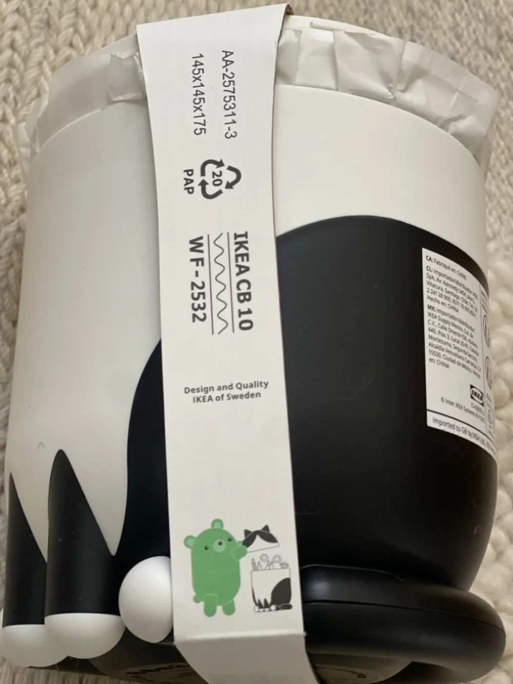 Ikea Black/White Cat Container